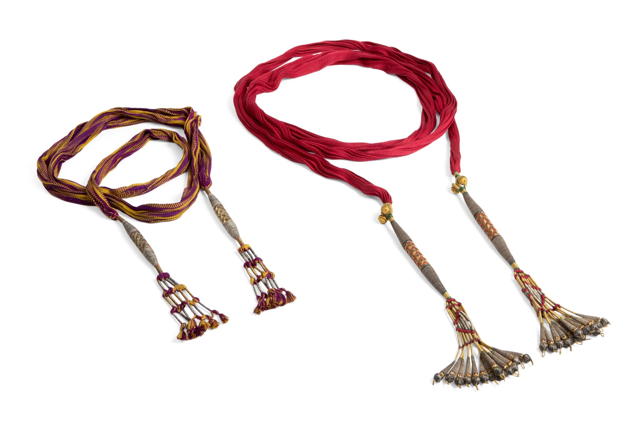 PROPERTY OF MAHARAJAH DULEEP SINGH (1838-93) THE LAST SIKH KING TWO SILK AND GILT-METAL THREAD SASHES, INDIA, 19TH CENTURY